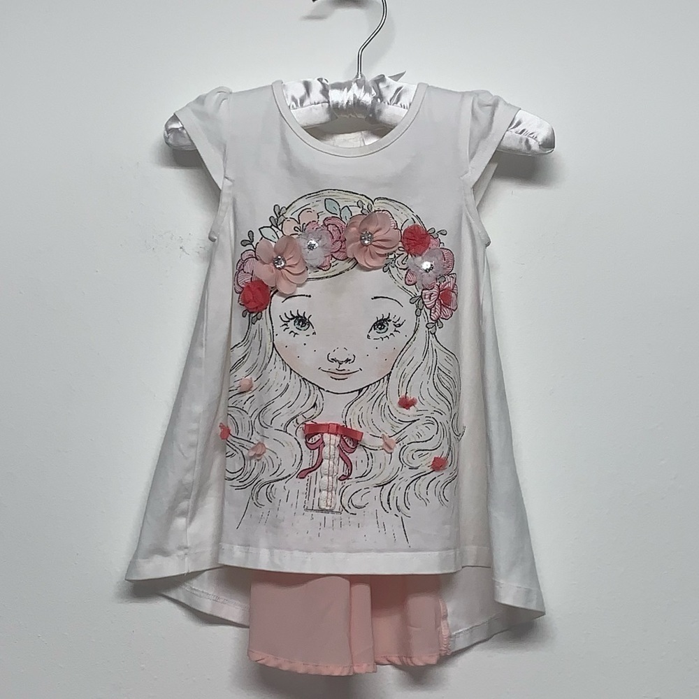 Lydia Jane Toddler Size 2T White/Pink Floral Flowy Boho High/Low Shirt Top